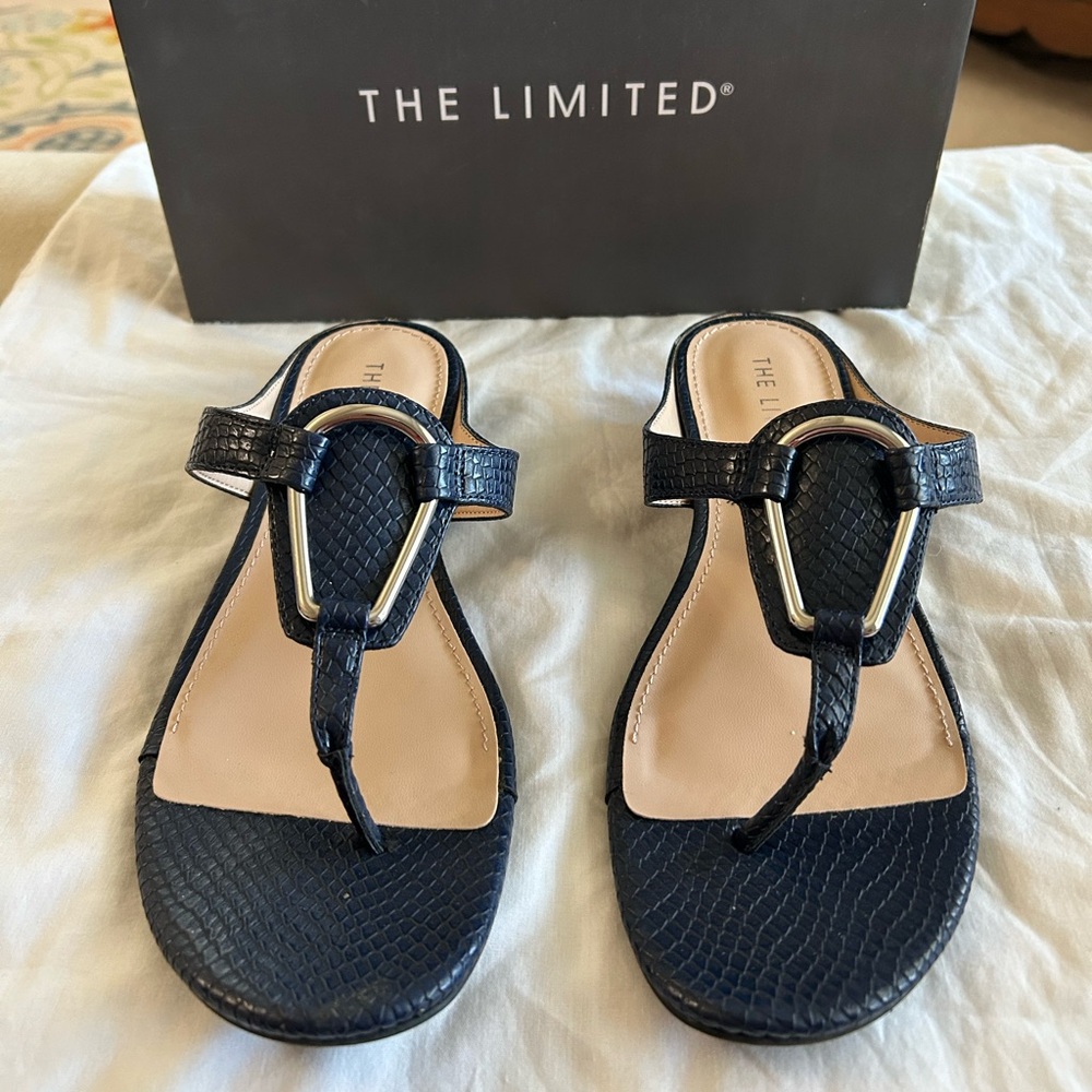 The Limited Women's Navy ‘Indy’ Sandals with silver Accents size 8.5